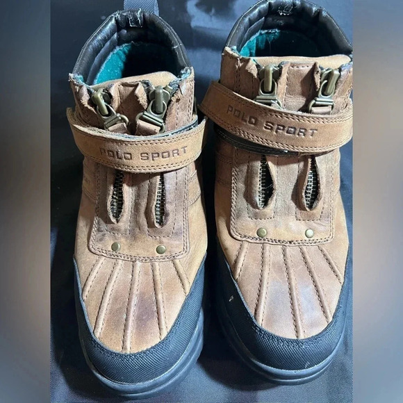 VNTG Polo Sport Ralph Lauren Women’s Leather Zip Duck Ankle Boot Size 5 - Picture 1 of 8